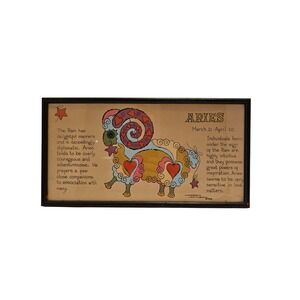 Vintage 1968 Aries Zodiac Art Margot‎ Johnson Soovia Janis Ram Astrology 16x8